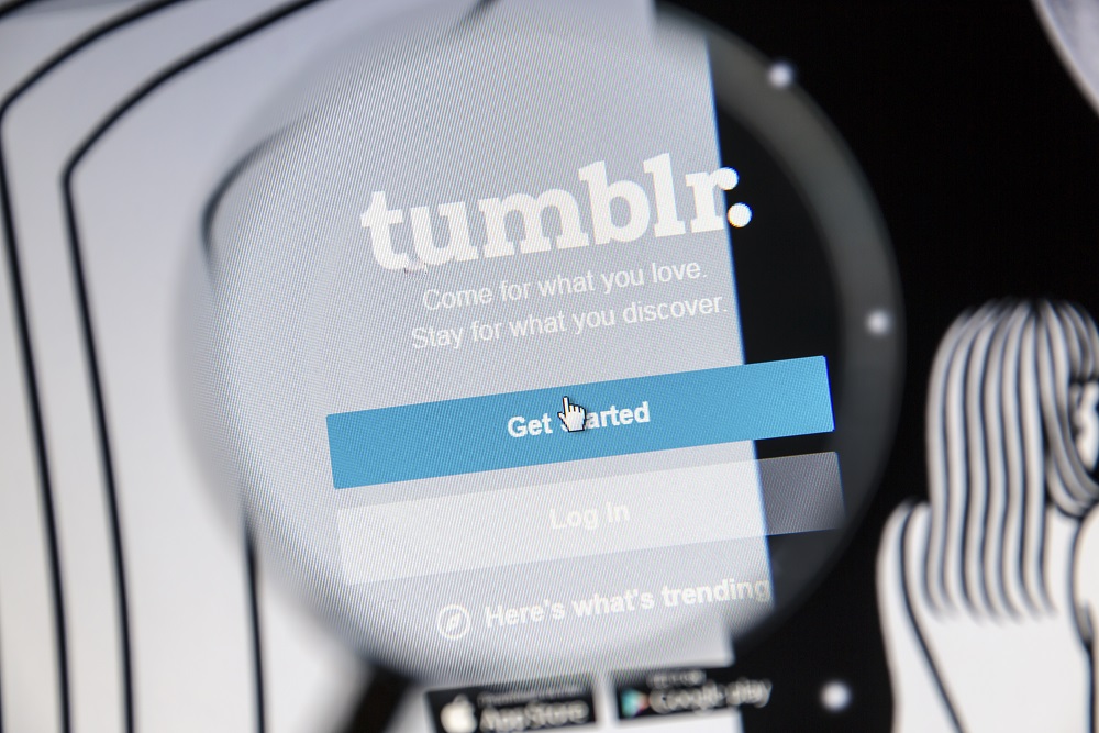 Tumblr website under a magnifying glass
