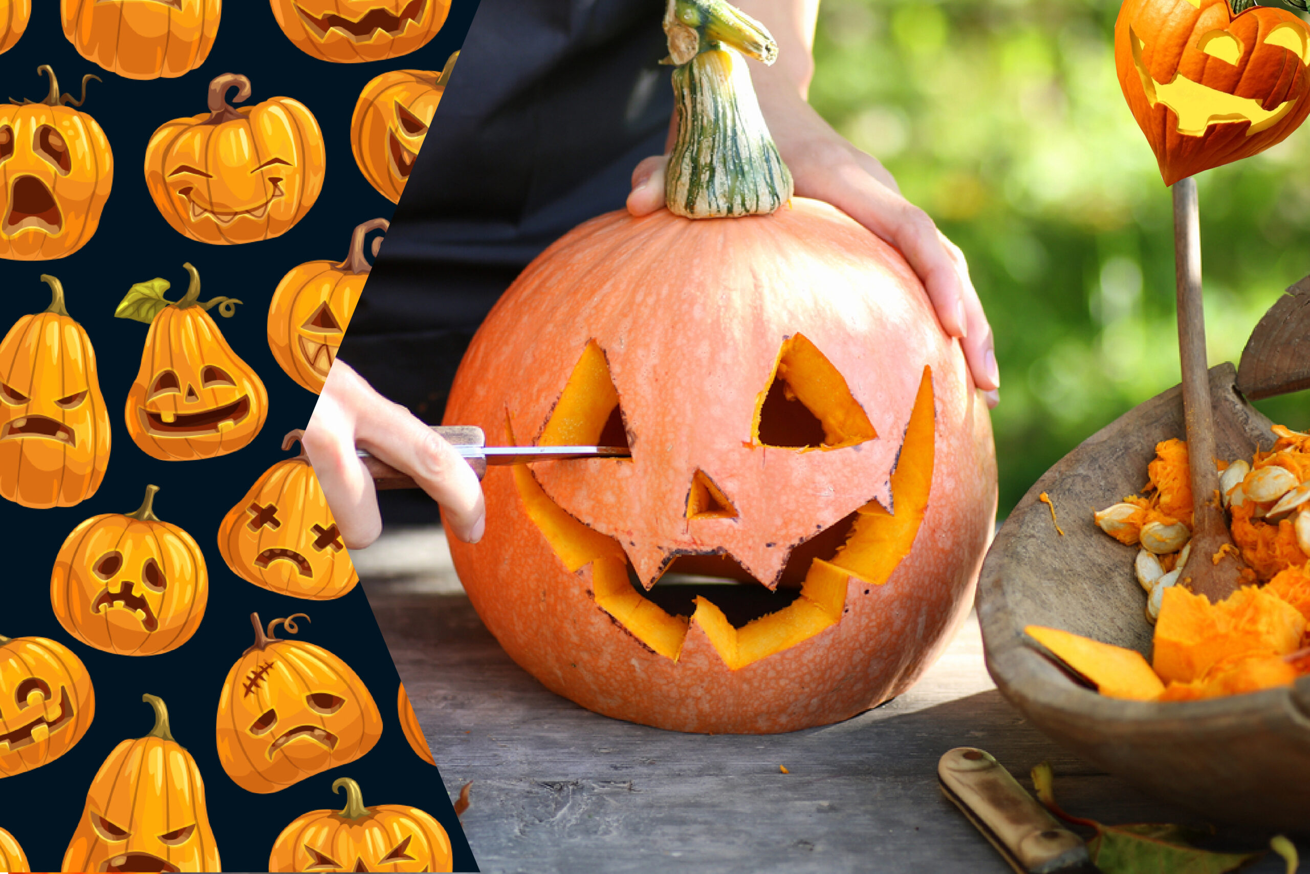 Carving a pumpkin