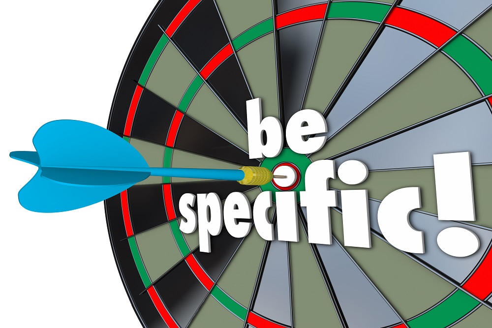 Be Specific Words Dart Board Targeting