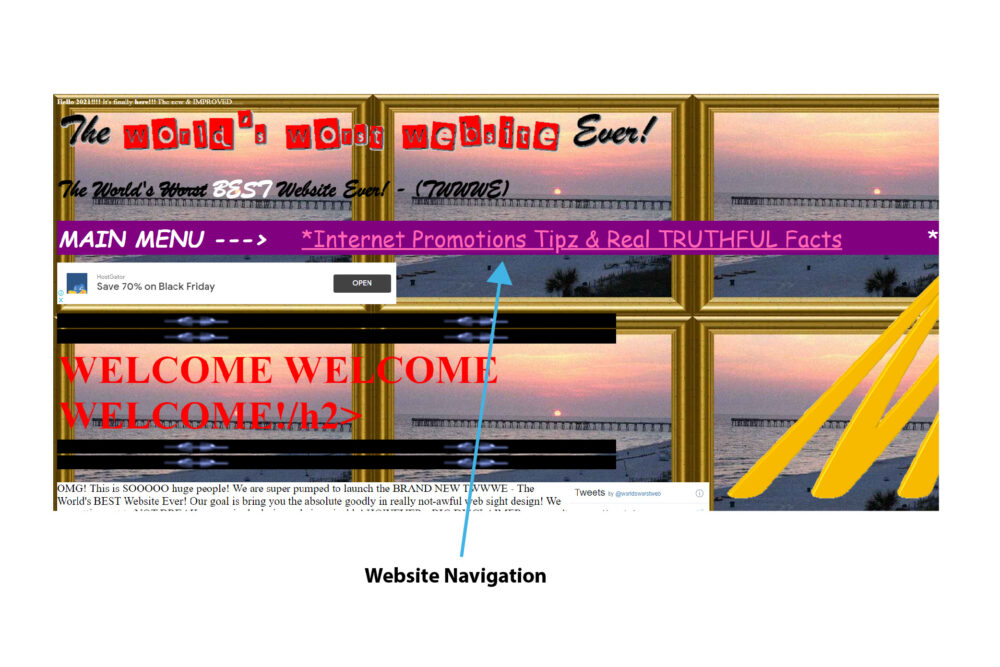 Website design with weak navigation