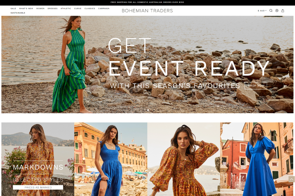 bohemian e-commerce website design