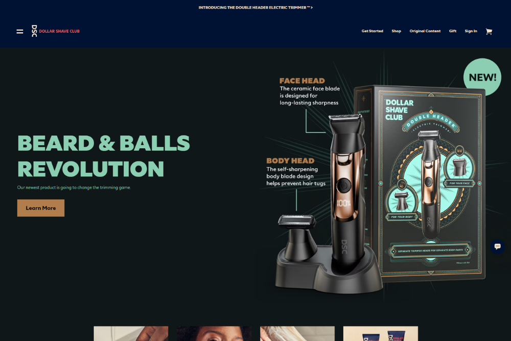 dollar shave club e-commerce website design