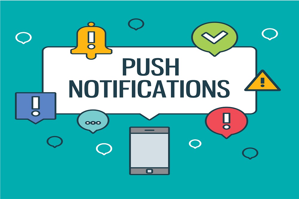 Different types of push notification showing on mobile device